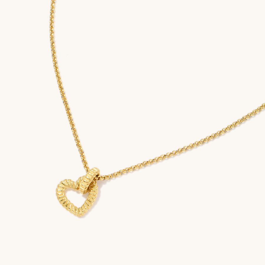 Pleated Heart Pendant Necklace