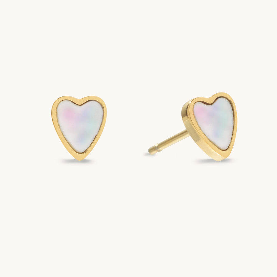 Mother Of Pearl Heart Studs