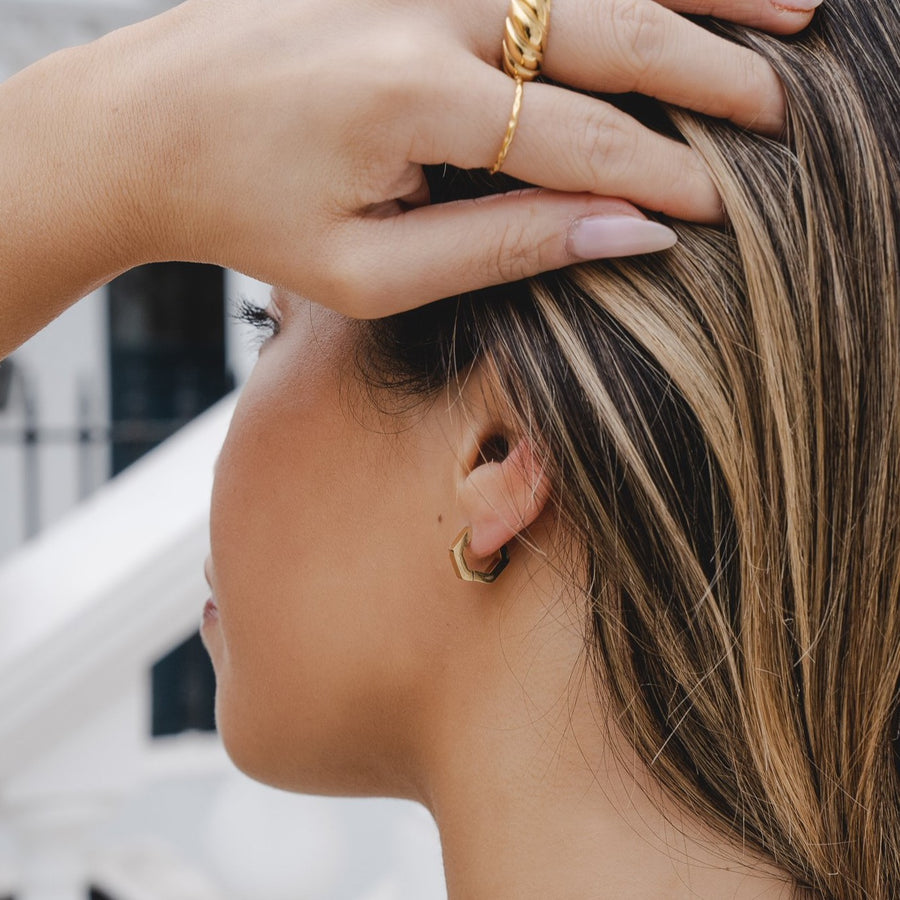 Hexagon Hoop Earrings